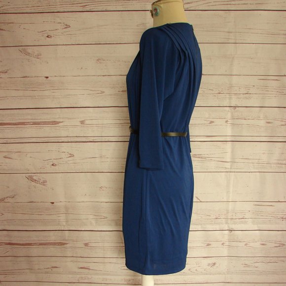 Cobalt Blue Classic Dress w/ Belt - L- Love 21 NWT - Picture 11 of 16